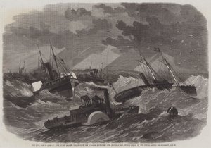 Borgerkrigen i Amerika, piketten som leder Ships of the Burnside Expedition over Hatteras Bar
